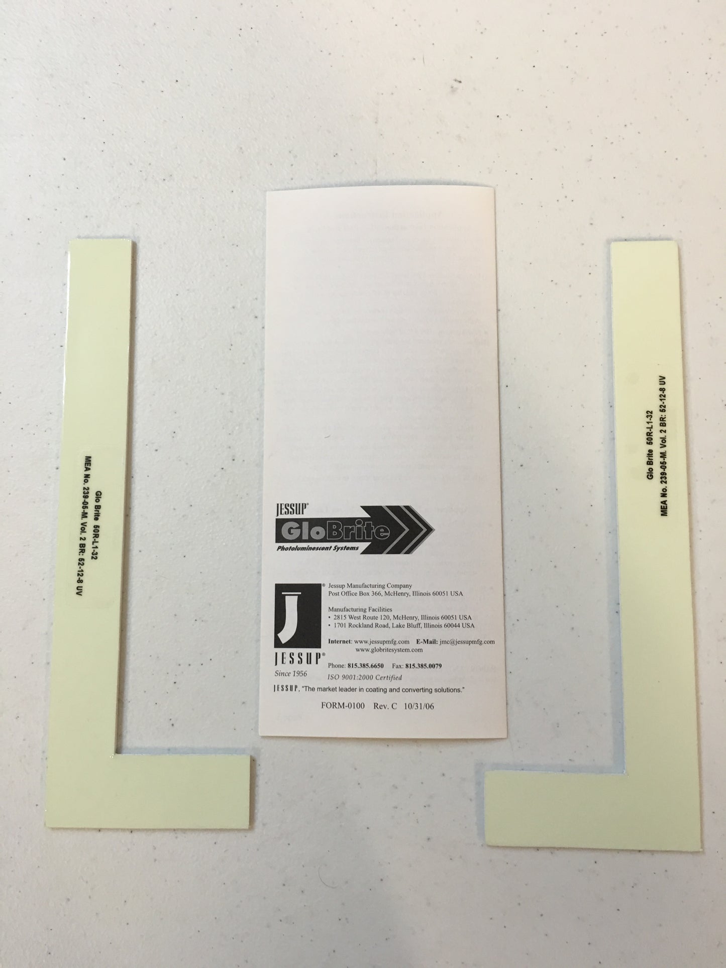 Meets New York City Construction Code MEA No. 239-05-M - 1" x 3" x 9" Set of L & R, GLOW IN THE DARK L Stair Marker with Foam Tape - 100 sets - SPECIAL ORDER