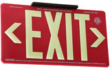 Indoor/Outdoor 100 ft. Viewing - Glo Brite 7072-B Photoluminescent Double Sided Directional Exit Sign - PM100 Red - Special Order - No Return