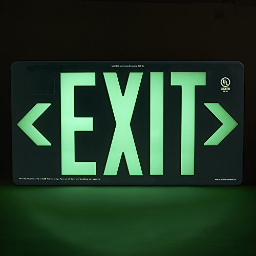 Indoor/Outdoor 100 ft. Viewing - Glo Brite 7082-B Photoluminescent Double Sided Exit Sign - PM100 Green - SPECIAL ORDER