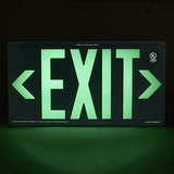 Indoor/Outdoor 100 ft. Viewing - Glo Brite 7082-B Photoluminescent Double Sided Directional Exit Sign - PM100 Green - Special Order - No Return