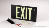 Indoor/Outdoor 100 ft. Viewing - Glo Brite 7090-B Photoluminescent Single Sided Directional Exit Sign - PM100 Black