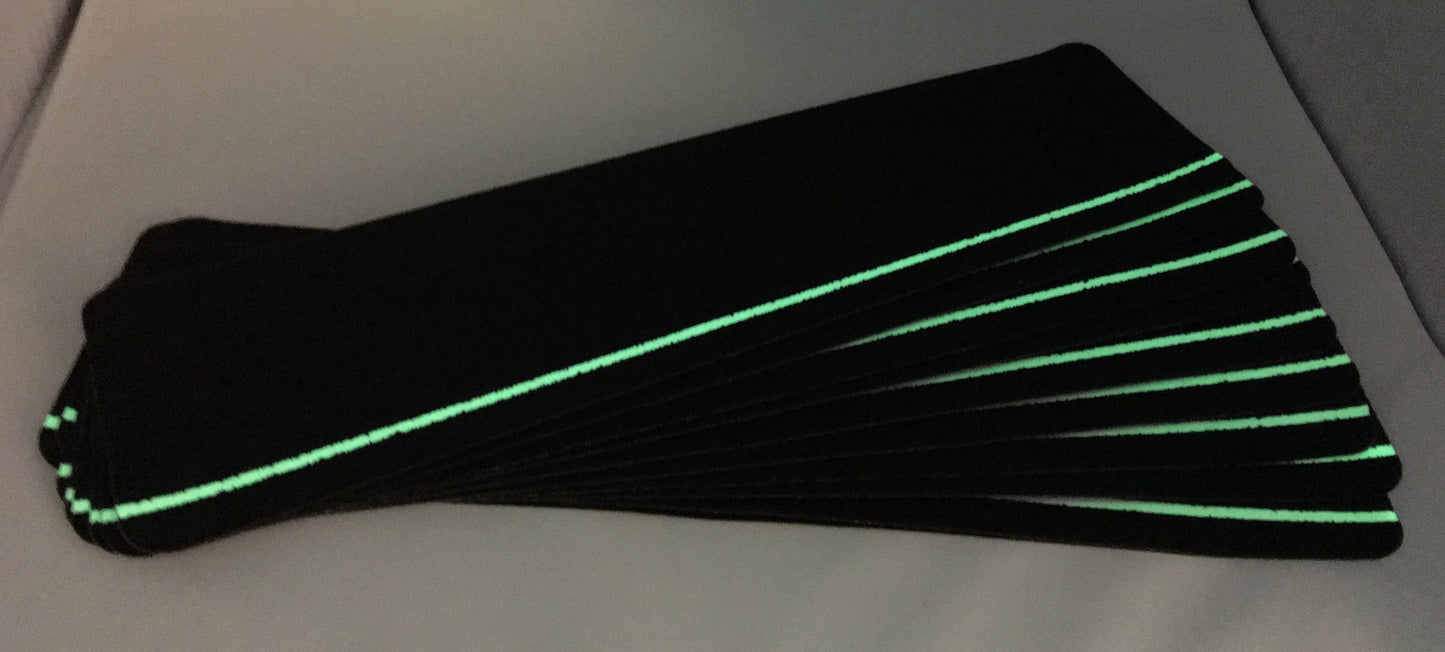 SPECIAL OFFER** 6" X 24" BLACK w GLOW Stripe Abrasive Tread - Pkg of 13