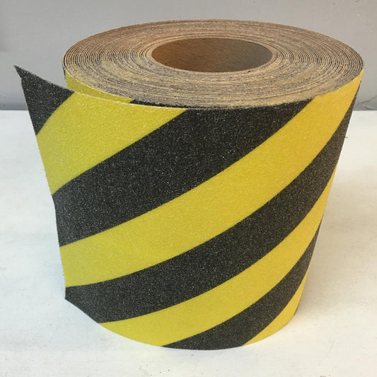 12" X 30' Foot Roll BLACK and YELLOW Stripe Abrasive Tape