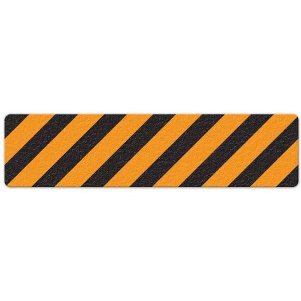 Incom 6" x 24" Anti-Slip Non Skid - Orange / Black Hazard Stripe Floor Sign FS3029V