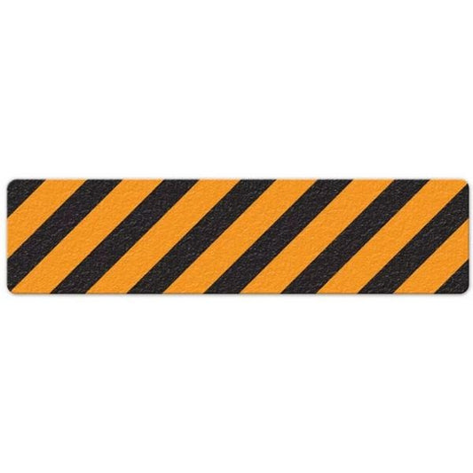 Incom 6" x 24" Anti-Slip Non Skid - Orange / Black Hazard Stripe Floor Sign FS3029V