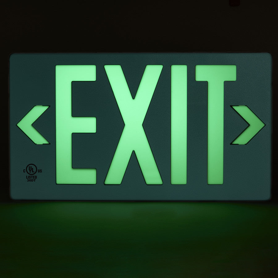 Glo Brite 7040-100-B Photoluminescent Single Sided Indoor Exit Sign - PF100 Green