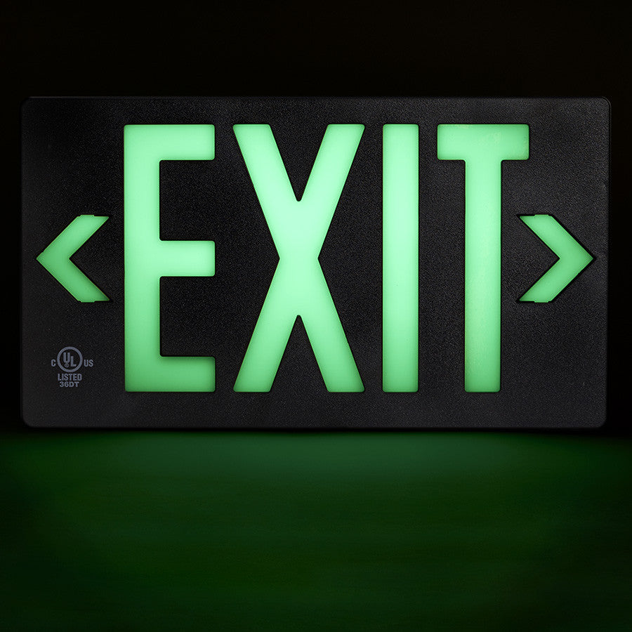 Glo Brite 7060-100-B Photoluminescent Single Sided Indoor Exit Sign - PF100 BLACK