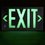 Glo Brite 7062-100-B Photoluminescent Double Sided Directional Exit Sign - PF100 Black - 2 to 10 Day Processing