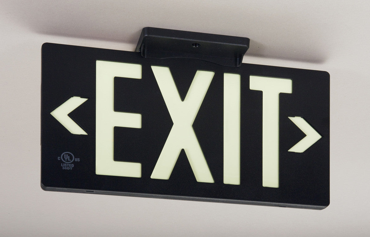 Glo Brite 7062-100-B Photoluminescent Double Sided Directional Exit Sign - PF100 BLACK