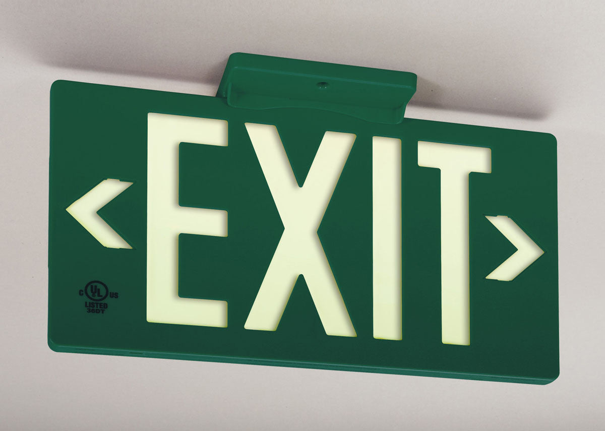 Glo Brite 7040-100-B Photoluminescent Single Sided Exit Sign - PF100 Green