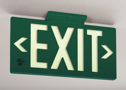 Glo Brite 7040-100-B Photoluminescent Single Sided Indoor Exit Sign - PF100 Green