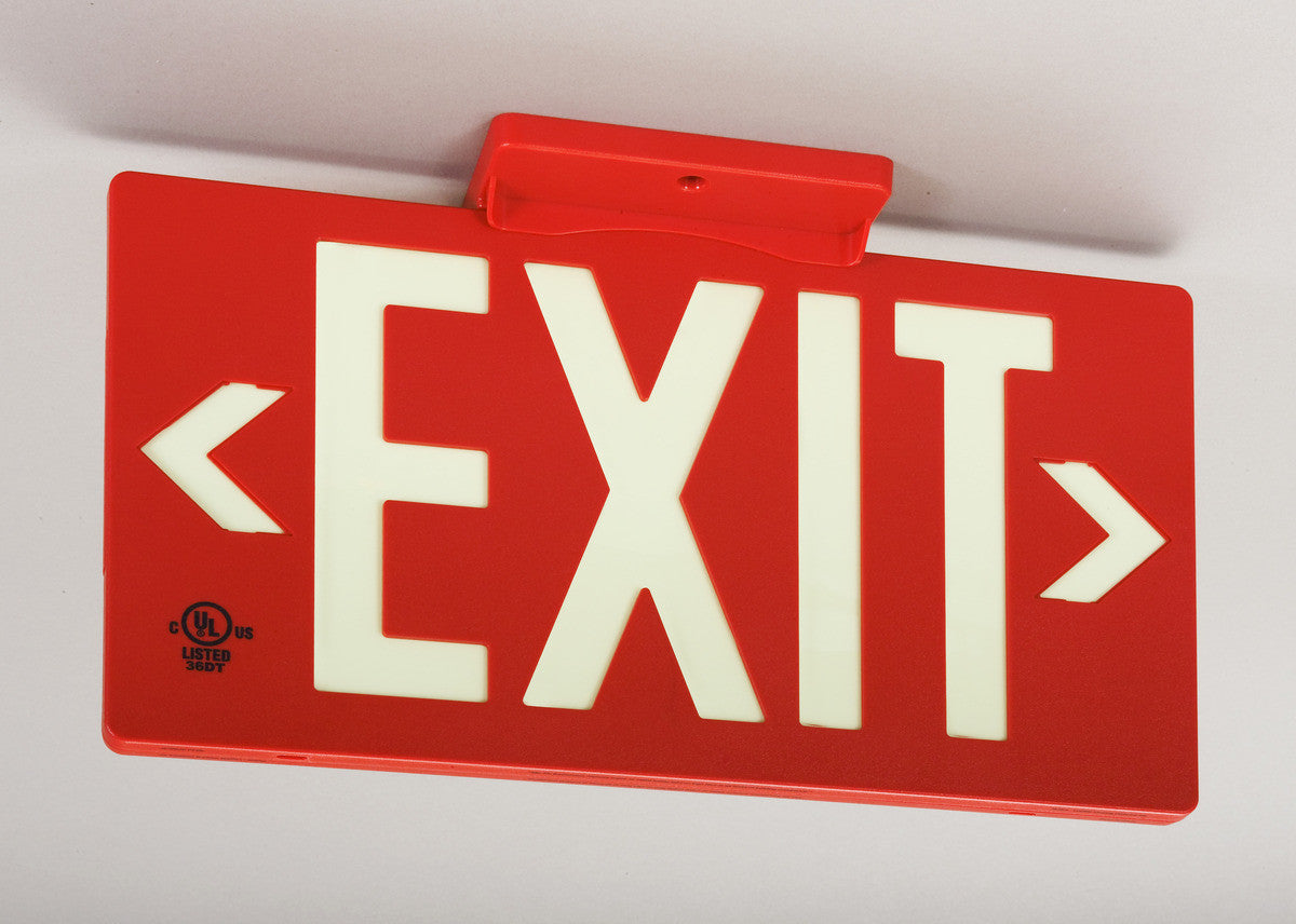 Glo Brite 7050-100-B Photoluminescent Single Sided Exit Sign - PF100 Red