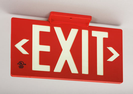 Glo Brite 7050-100-B Photoluminescent Single Sided Indoor Exit Sign - PF100 Red