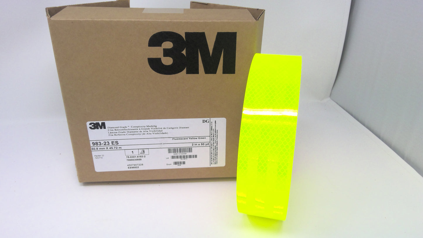2" x 15' Foot Cut Roll** FLUORESCENT YELLOW GREEN 3M Reflective Tape